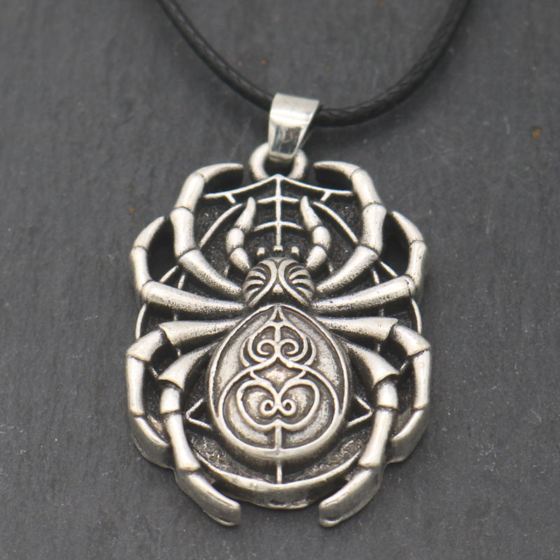 Planderful Mens Spider Necklace Retro Pendant Statement