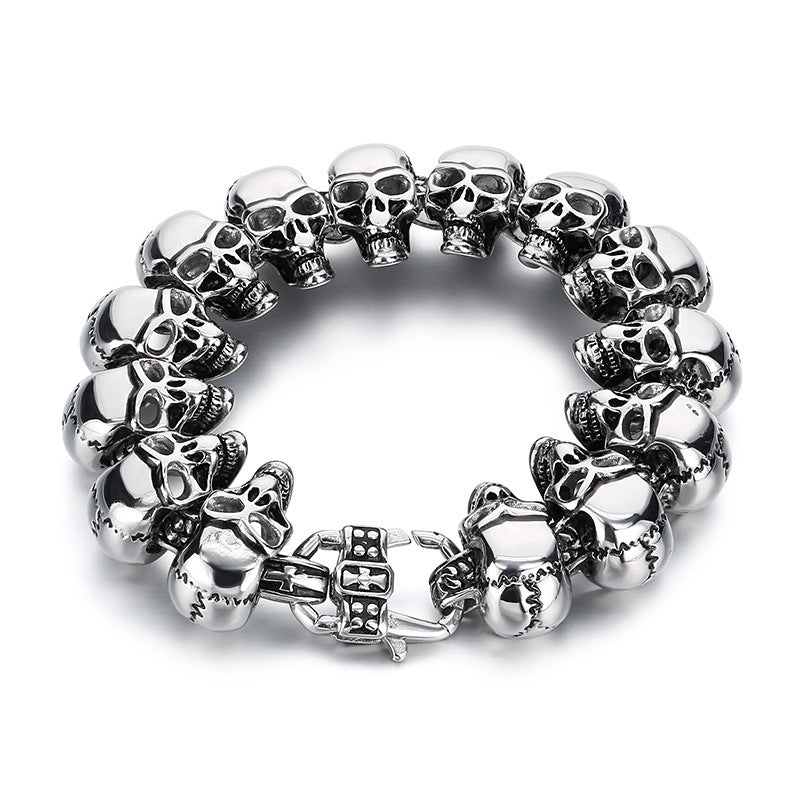 Planderful Skull Stainless Steel Bracelet Men Vacuum Plated