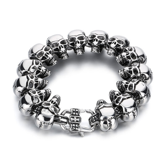 Planderful Skull Stainless Steel Bracelet Men Vacuum Plated