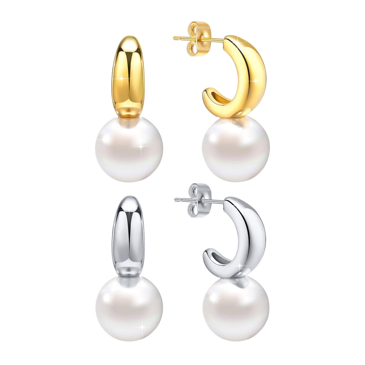 Stainless Steel Pearl Earrings