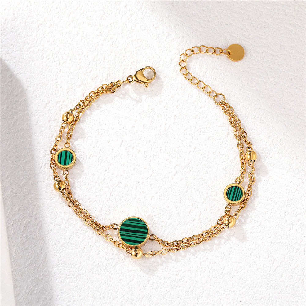 Planderful Peacock Blue Double Layer Bracelet For Women Elegant Statement Accessory Everyday Genie Collection