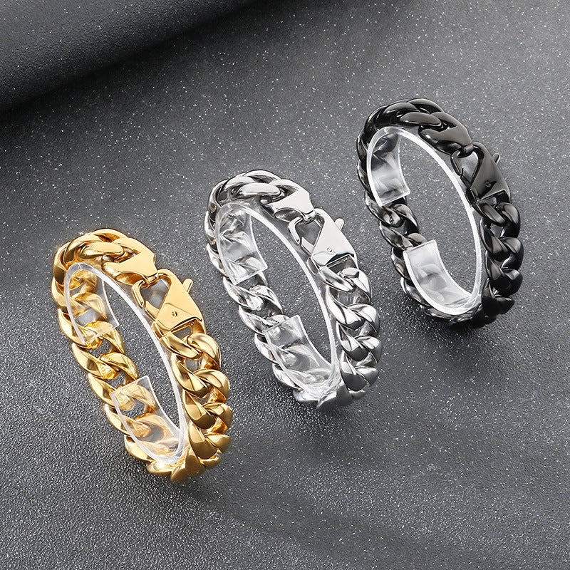 Planderful 18mm Cuban Chain Stainless Steel Mens Bracelet