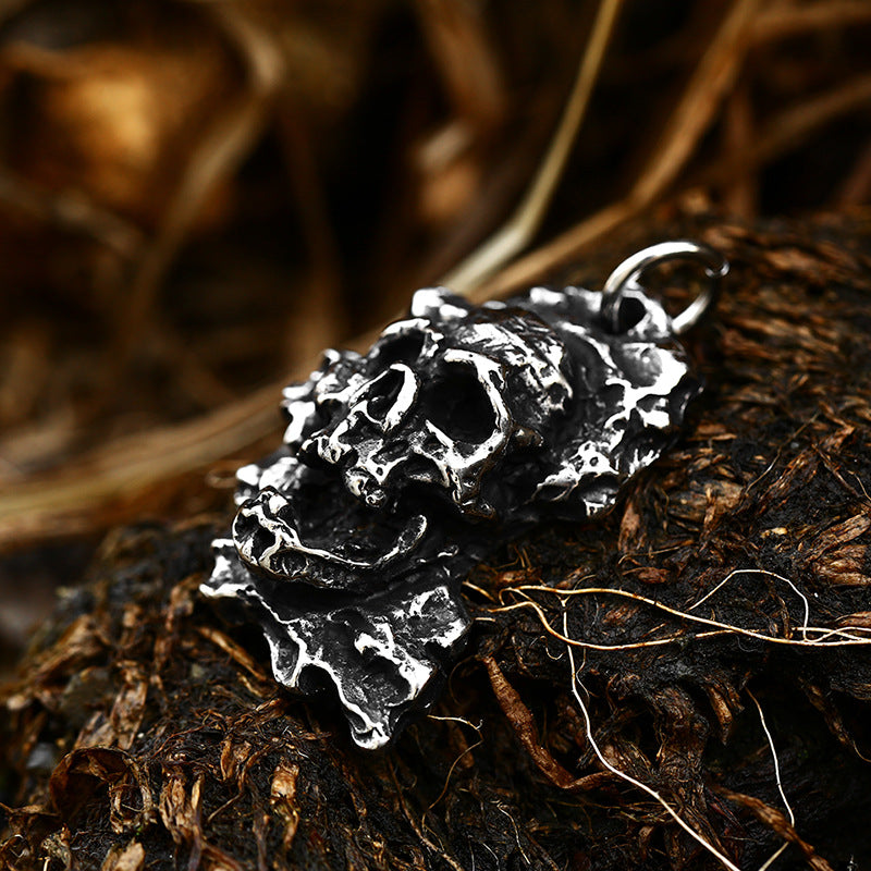 Titanium Steel Skull Ghost Head Pendant - Punk Style Men's Accessory