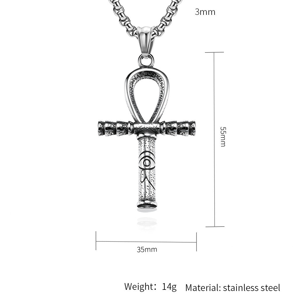 Egyptian Eye Of Horus Ankh Necklace Titanium Steel Cross Pendant Planderful Everyday Genie Gift For Her