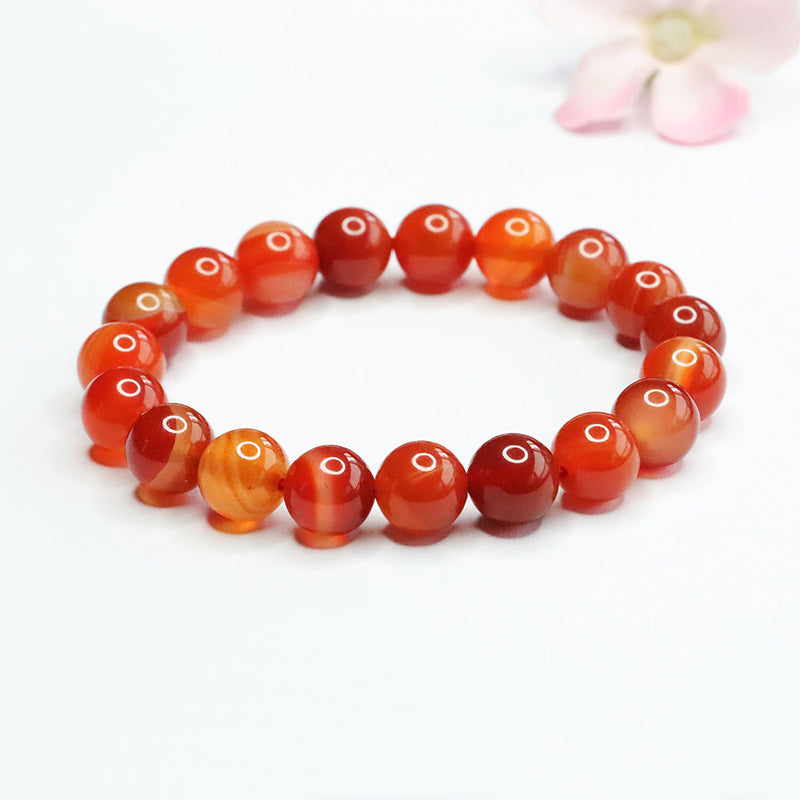 Silk-Wrapped Natural Red Agate Bracelet for Fortune's Favor