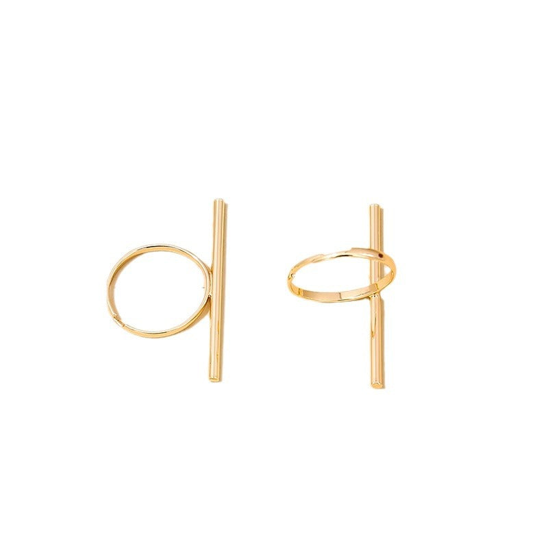 European & American Fashion Metal Geometric Lines Ring Set for Women - Vienna Verve Collection