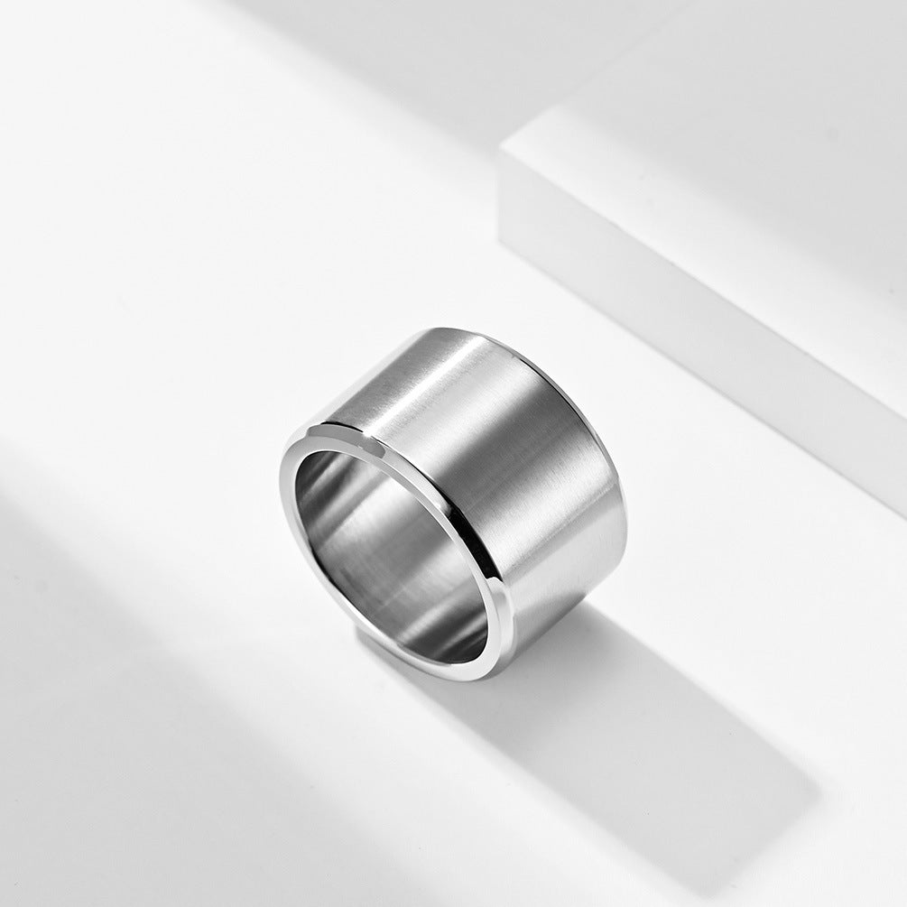 Planderful Titanium Steel Ring Flat Matte Brushed Finish Inside And Outside For Men Vintage Hip Hop Style