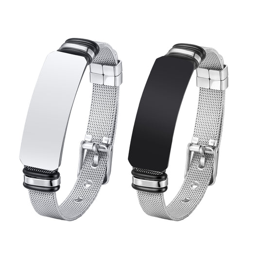 Curved Bar Mesh Stainless Steel Bracelet for Men