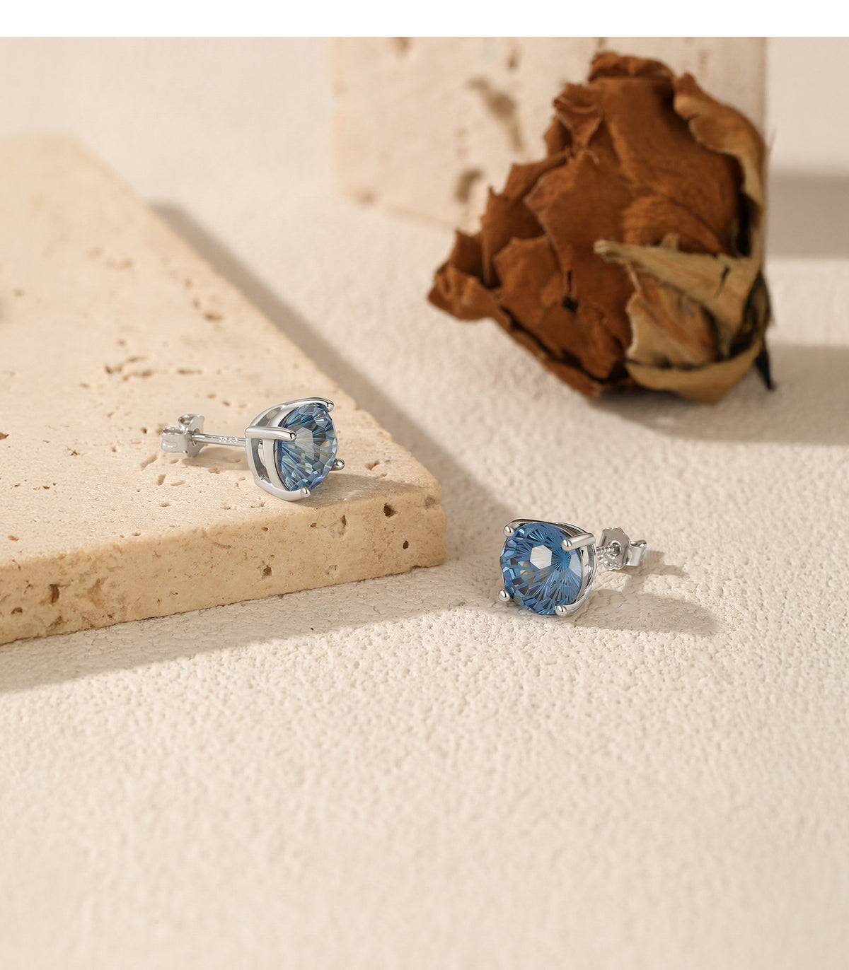 925 Sterling Silver Royal Blue Fireworks-Cut Zircon Stud Earrings
