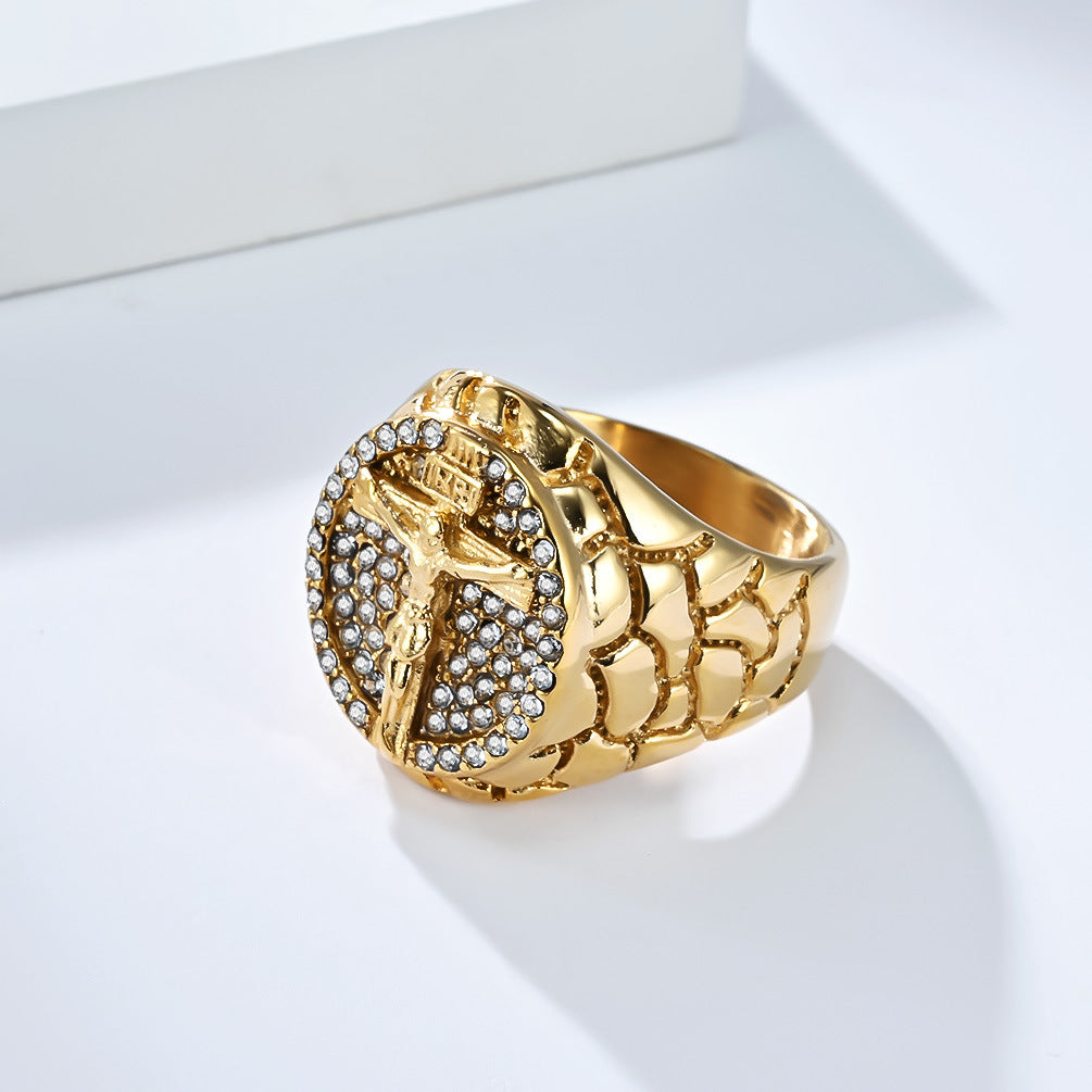 Steel Ring – Vintage Cross Zircon Ring