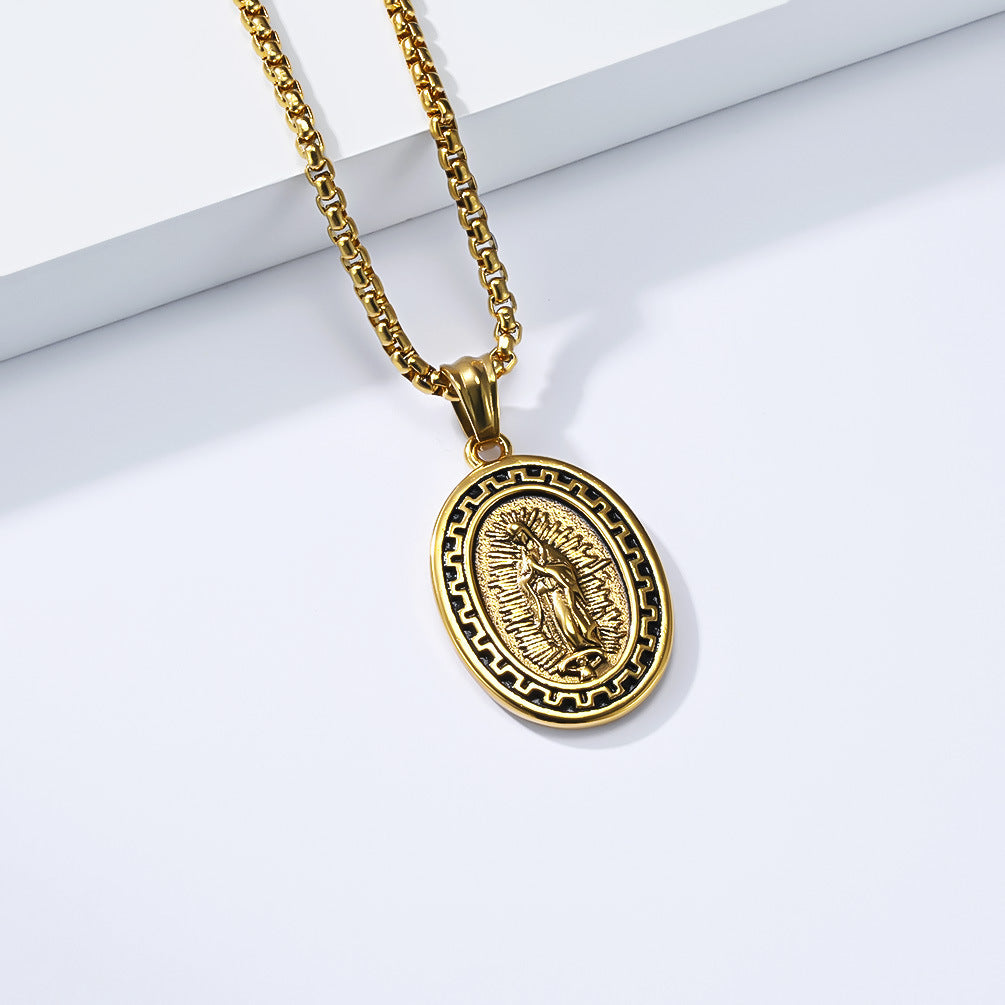 Planderful Madonna Portrait Necklace Unisex Retro Hip Hop Style Pendant For Bold Fashion Lovers