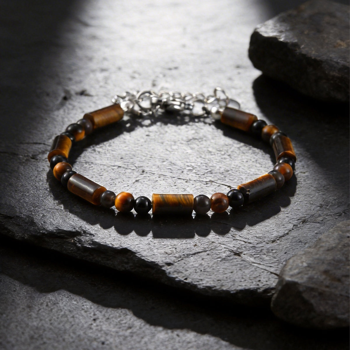Tiger's Eye Vintage Black Stainless Steel Bracelet