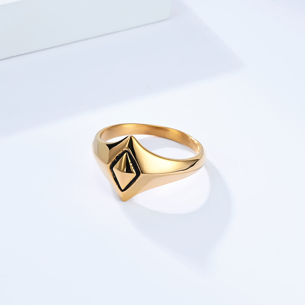 Planderful Titanium Steel Ring Geometric Rhombus Design For Men And Women Unisex Everyday Style