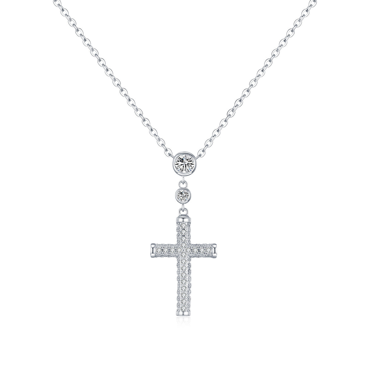 925 Sterling Silver Cross Zircon Necklace