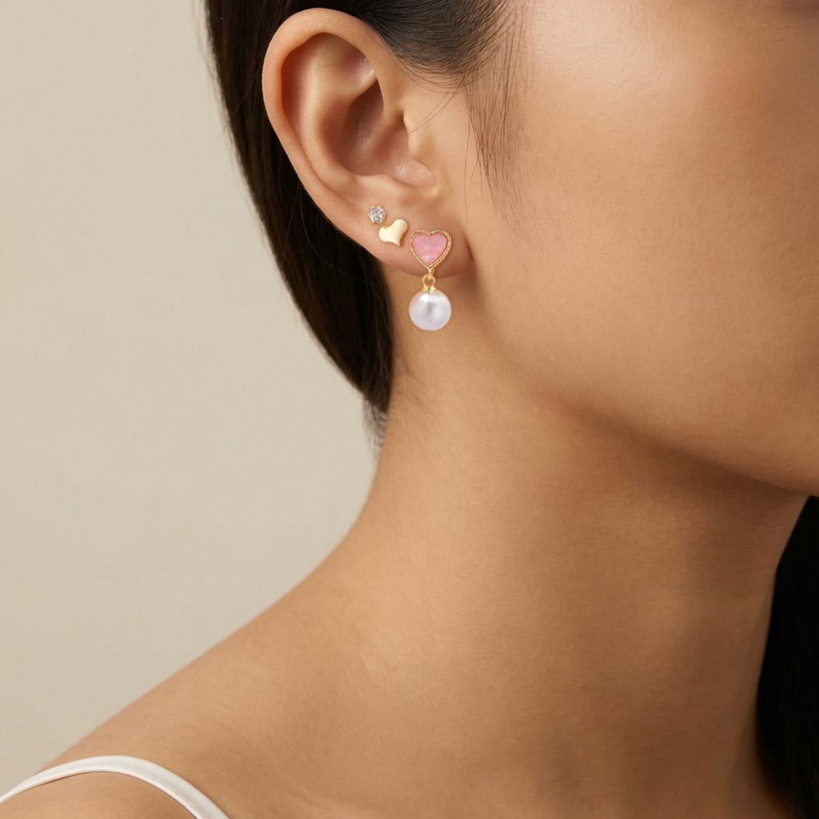 Pearl Heart Earrings