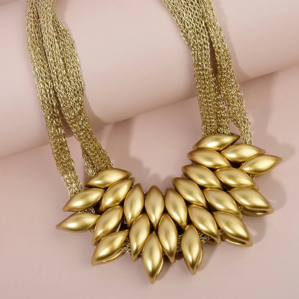 Planderful Savanna Rhythms Necklace – Exaggerated Gold Acrylic Design
