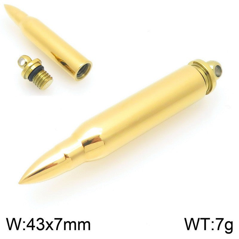 Planderful Mens Bullet Pendant Necklace Glossy Titanium