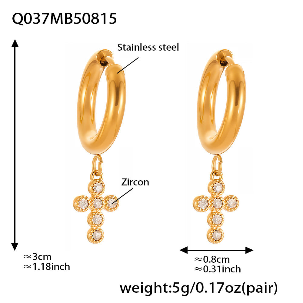Planderful Zircon Cross Earrings Gold Plated Everyday Genie