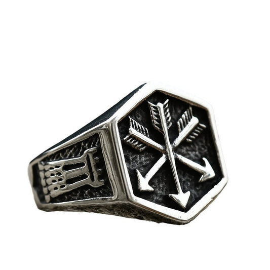 Titanium Steel Retro Arrow Ring for Men - Polished Cross-Border Foreign Trade Jewelry