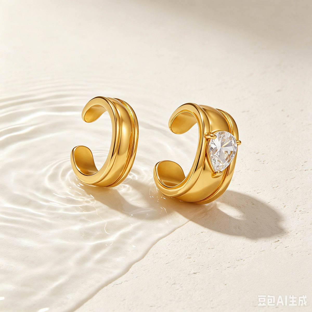 Planderful Vienna Verve Stainless Steel Water Drop Ear Clips Zircon C Shape Non Piercing For Women