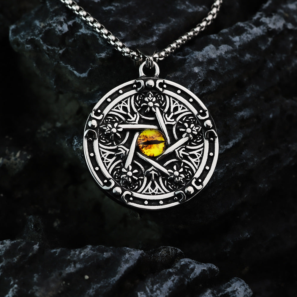 Retro Stainless Steel Men's Pendant Double Sided Skull Necklace