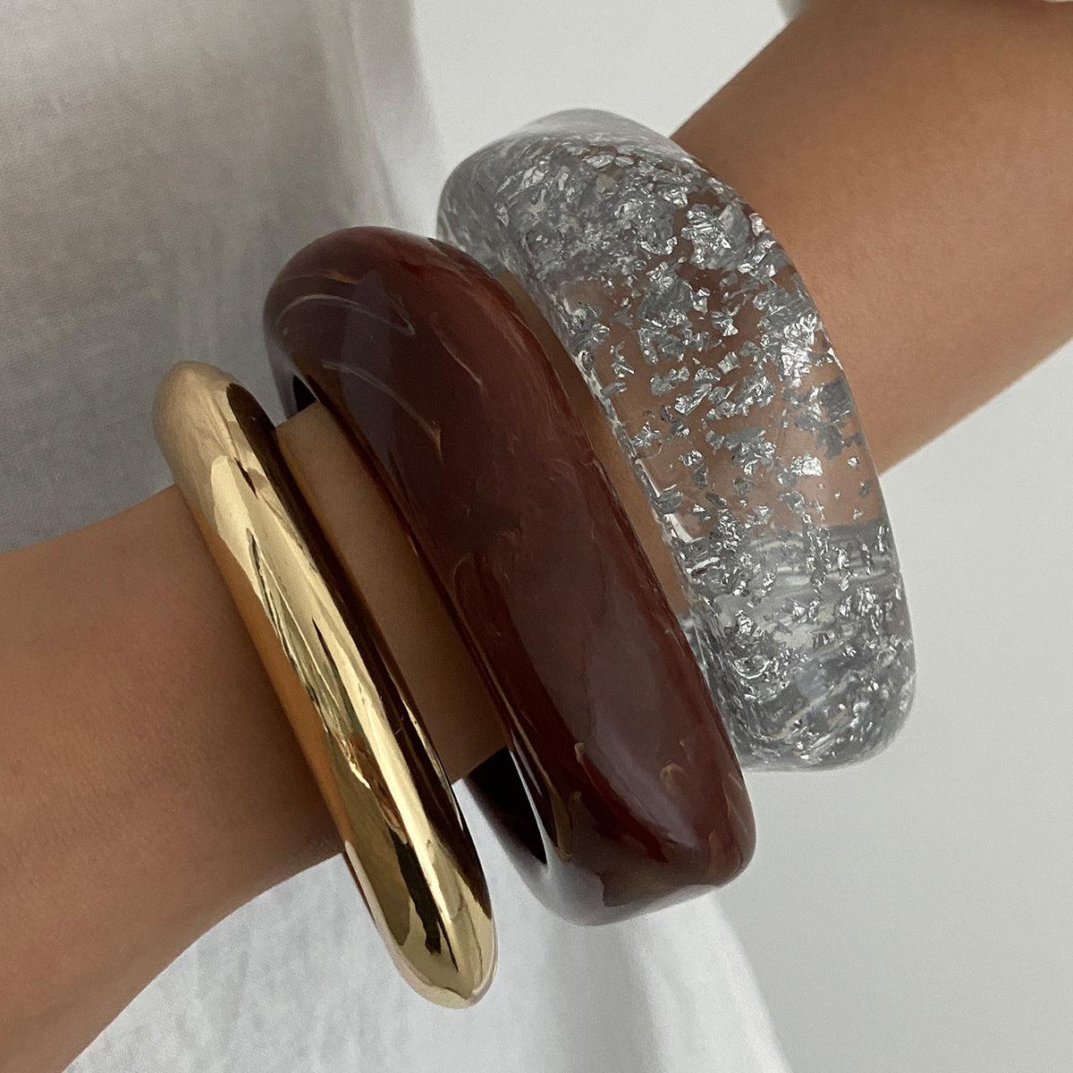 Bracelet For Women Planderful Vienna Verve Translucent Irregular Metal Statement With Spring Opening