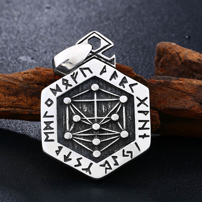 Titanium Steel Viking Compass Pendant for Men - Retro Letter Jewelry Wholesale