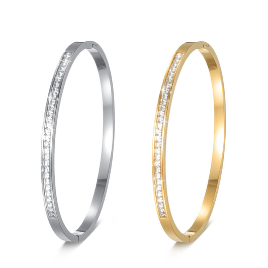 Planderful Everyday Genie Zircon Inlaid Titanium Steel Bracelet For Women With Spring Clasp Vintage