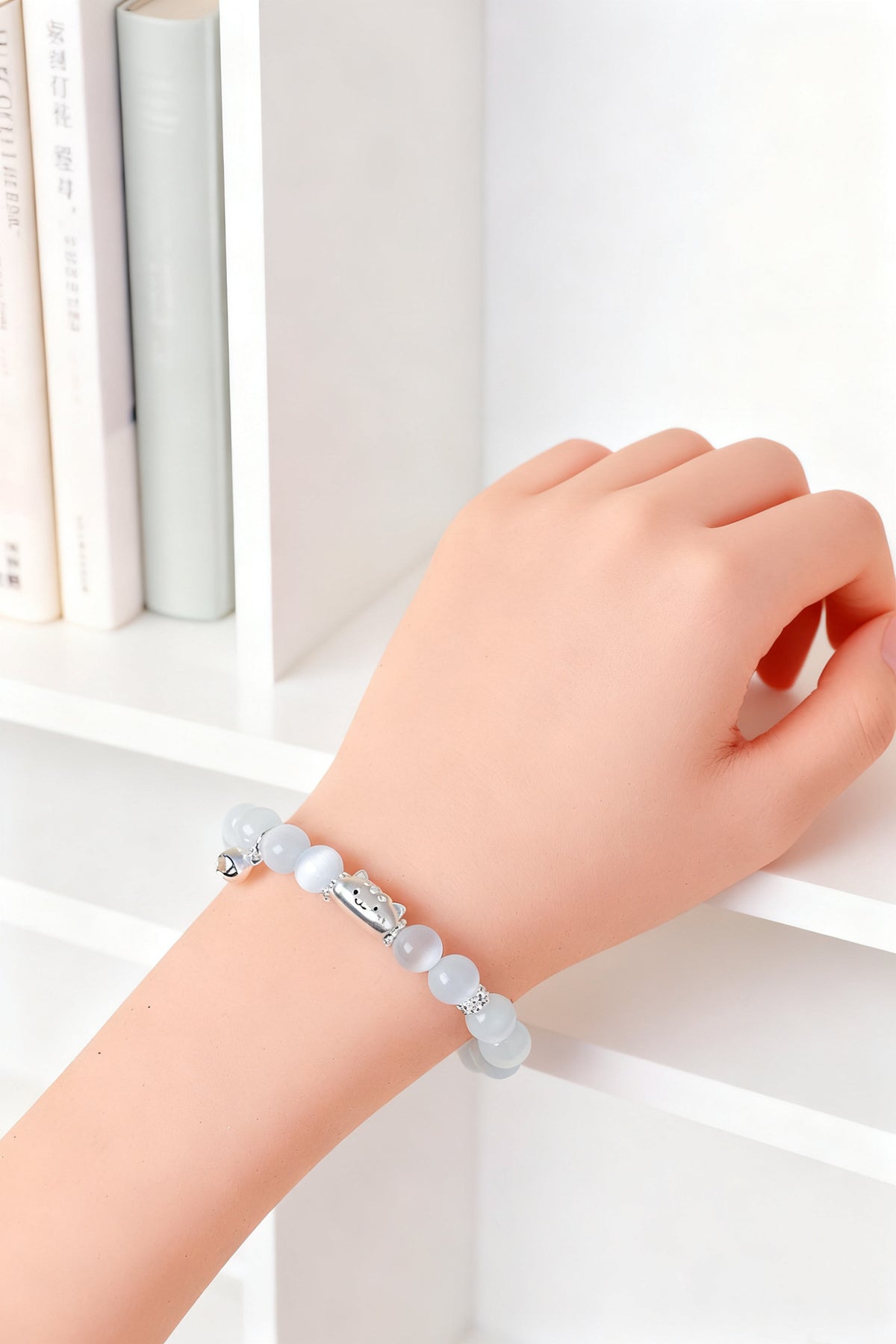 999 Silver Agate Cat Bracelet