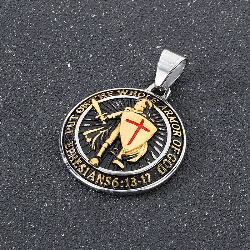 Templar Cross Shield Pendant Red For Men Titanium Planderful