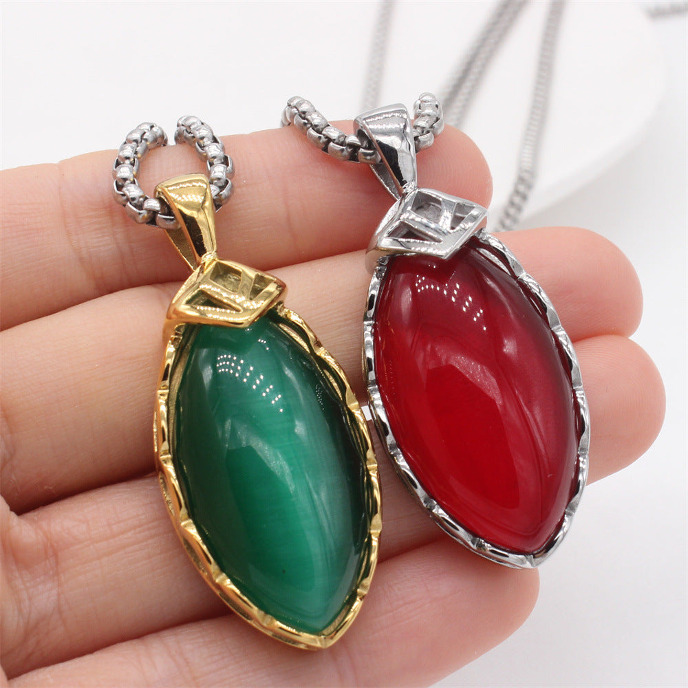 Planderful Titanium Steel Pendant Unisex Retro Stone Protection Statement For Women And Men Everyday Genie