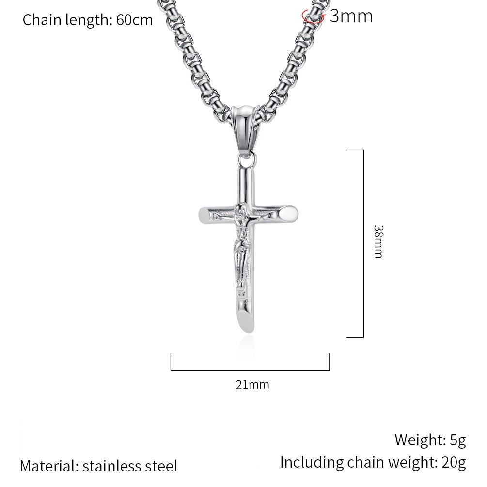 1. Planderful Everyday Genie Stainless Steel Cross Necklace Unisex Hip Hop Punk Style Gift