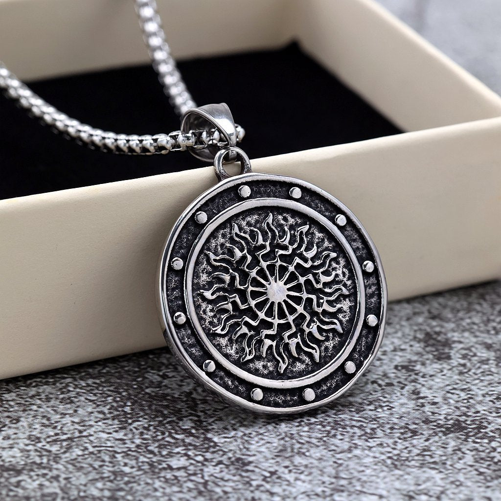 Vintage Viking Compass Stainless Steel Men's Pendant Necklace