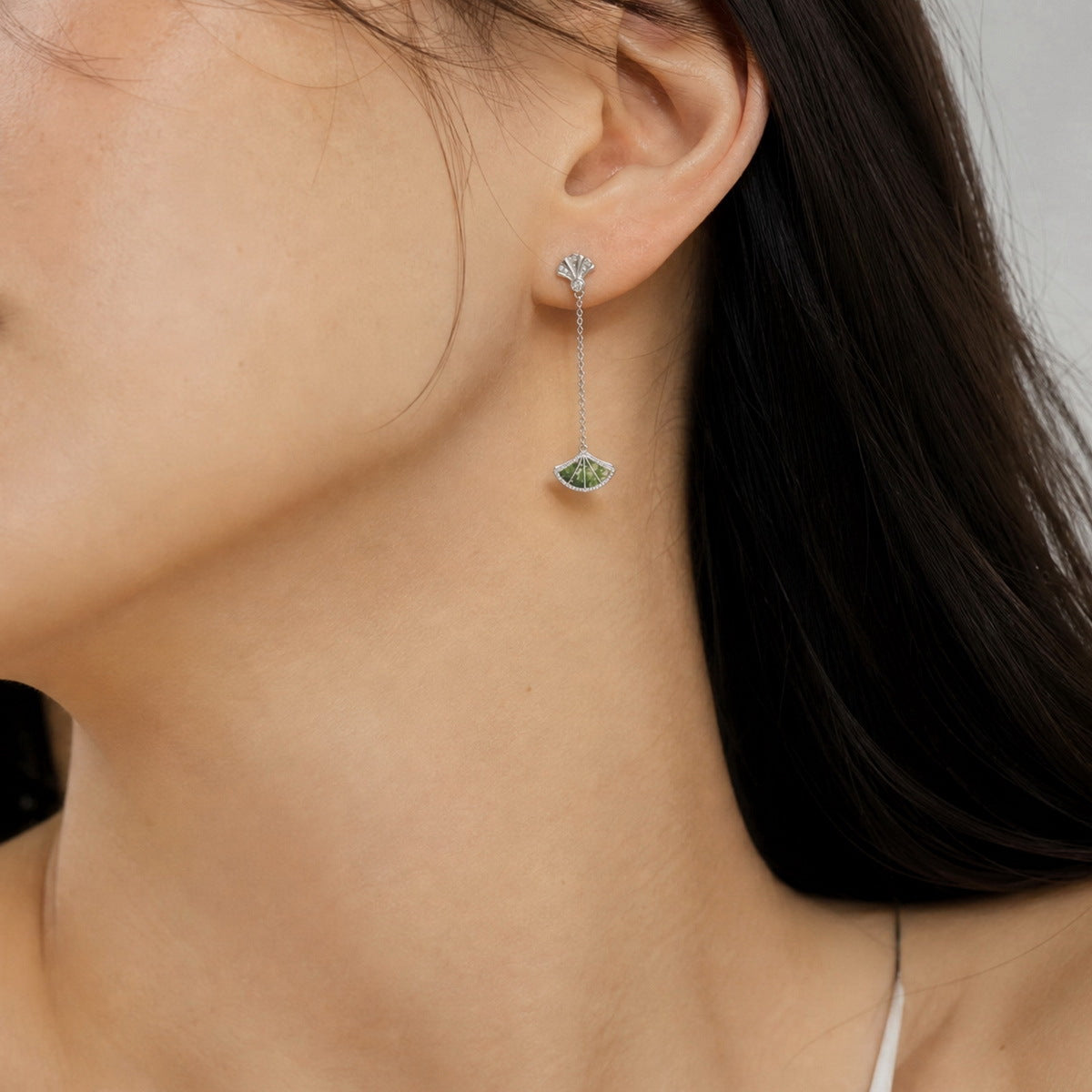 S925 Sterling Silver Moss Agate Signature Stud Earrings