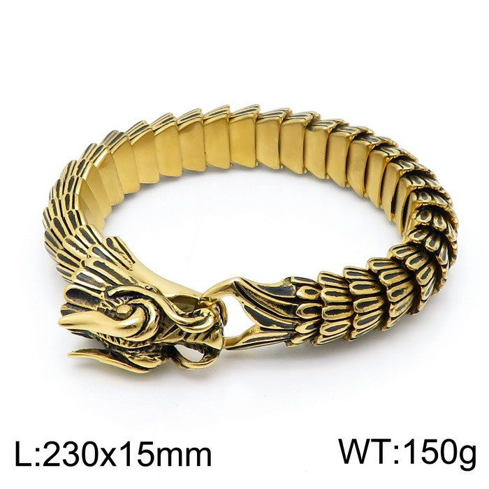 Zodiac Dragon Bracelet – Dragon Scale Pattern Men's Bracelet Stainless Steel Keel