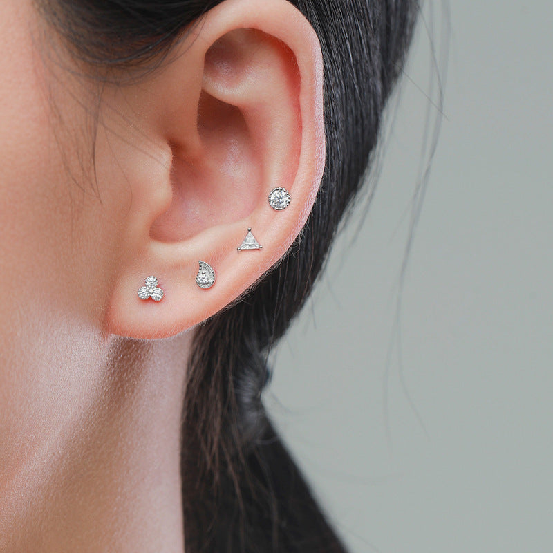 925 Sterling Silver Petite Zircon Earrings