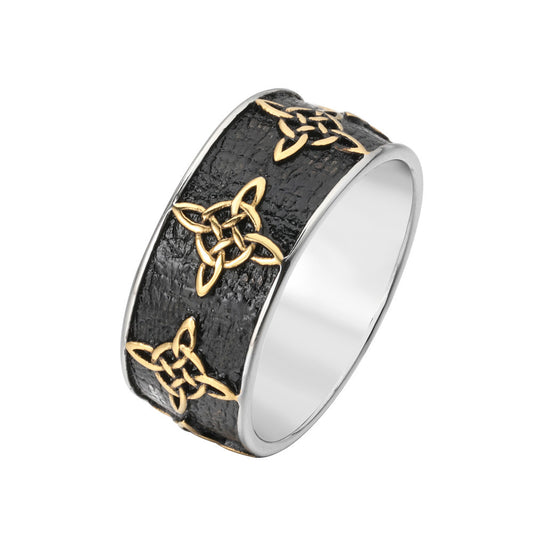 Planderful Unisex Celtic Pattern Ring Titanium Steel Retro Bold Timeless Statement Jewelry