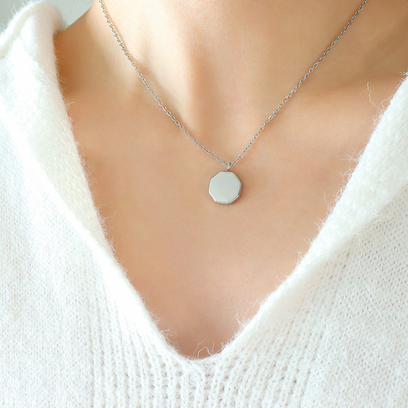 Chic Titanium Pendant Necklace with Brushed Finish - Elegant Women's Jewelry Piece