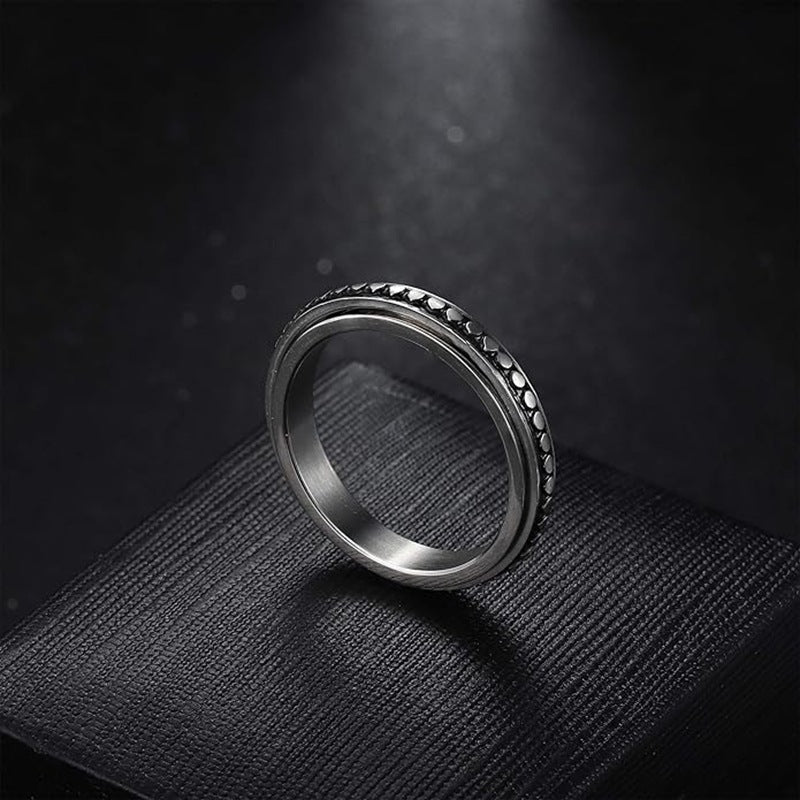 Planderful Decompression Rotating Ring Unisex Titanium Steel With Star Moon Motif