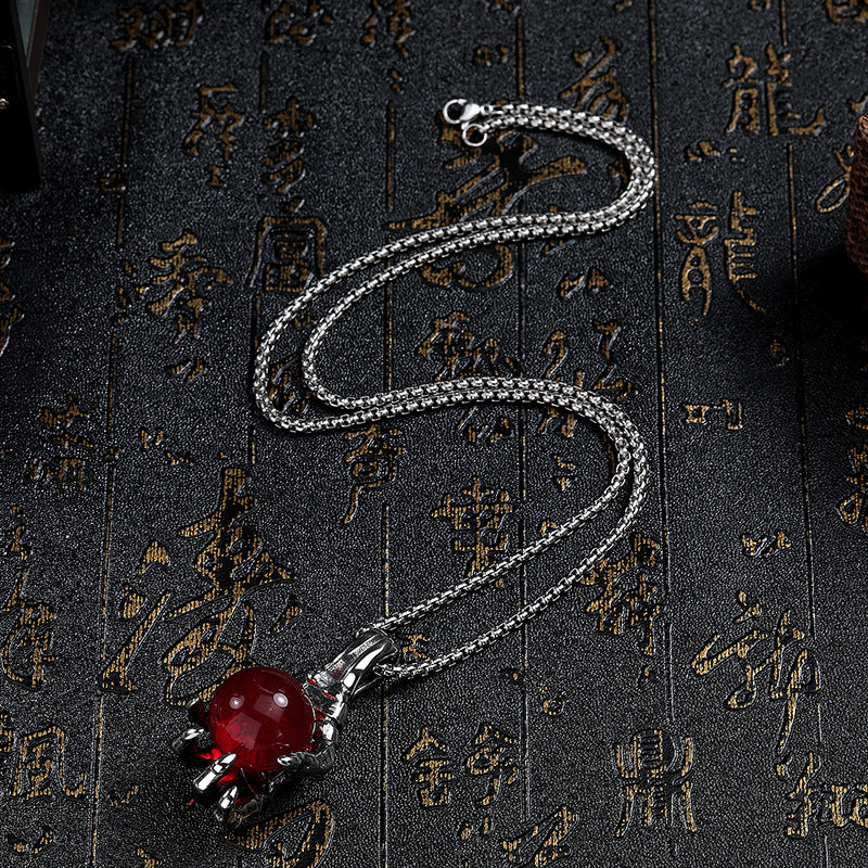 Steel Necklace – Statement Dragon Claw Pendant