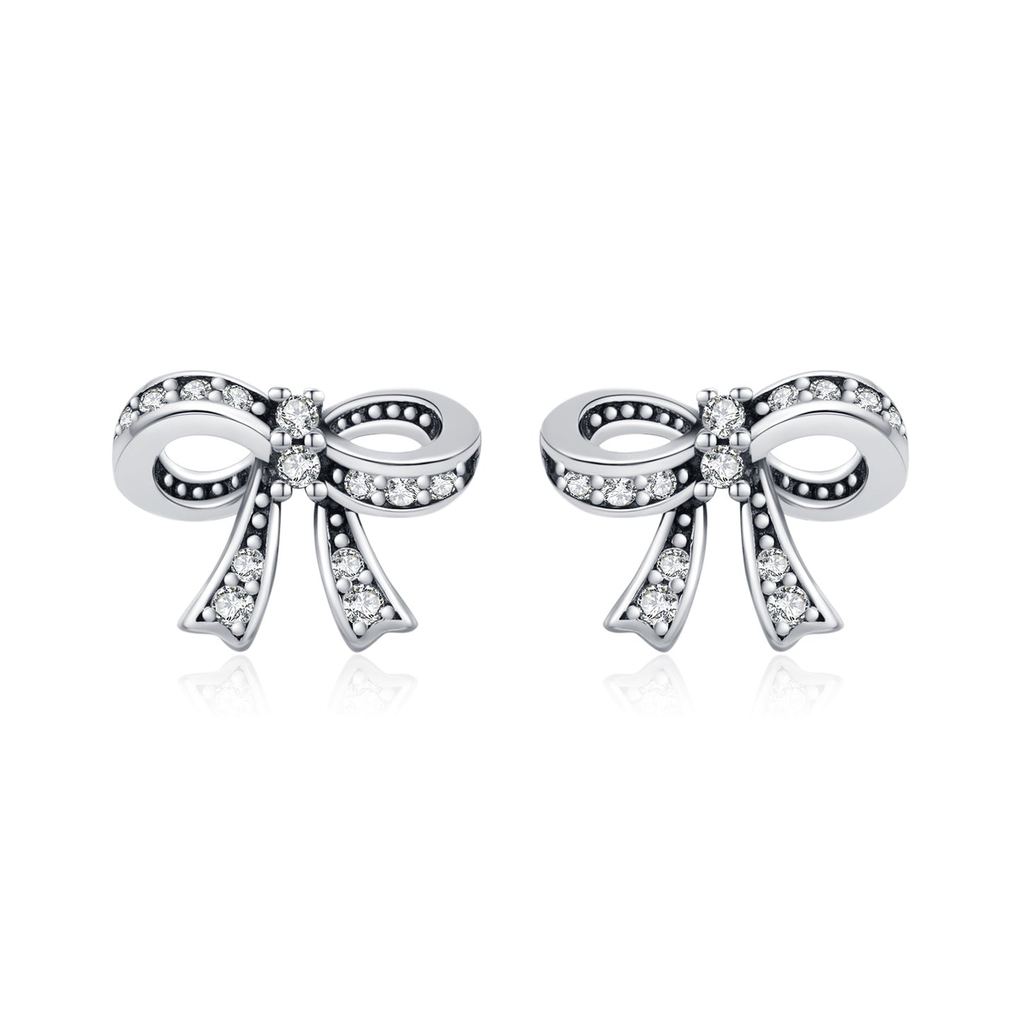 Planderful Everyday Genie Earrings – Exquisite Old Craftsmanship with Shiny Zircon Bow Design