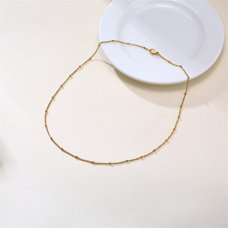 Stainless Steel Bead Chain Necklace Gold Women's 2MM Chain