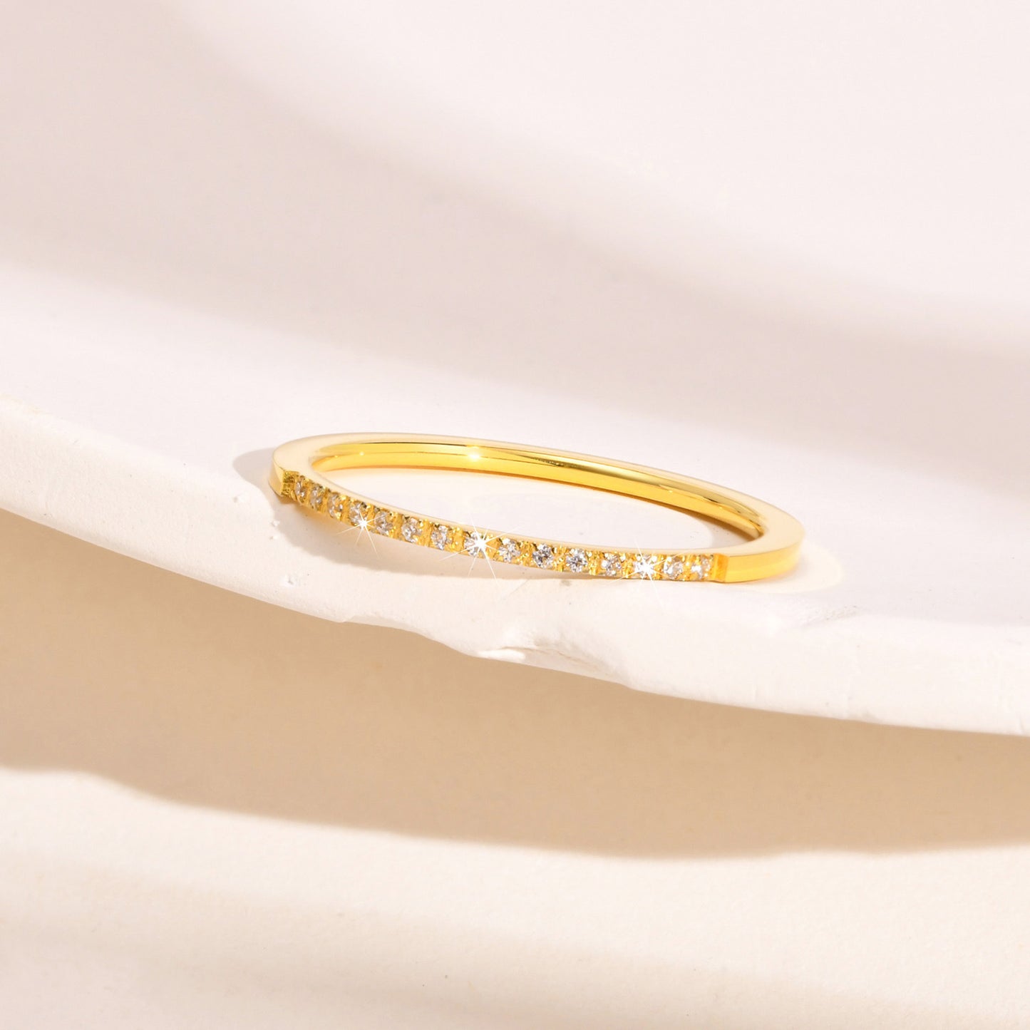 Stainless Steel Thin Ring 1mm Inlaid With Colored Zircon