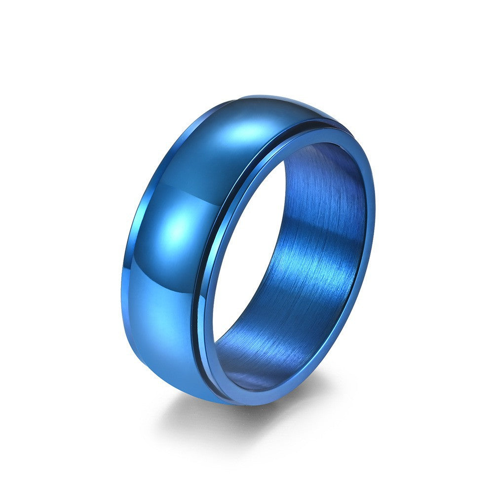 Curved Surface Rotatable Titanium Steel Men's Ring Jewelry