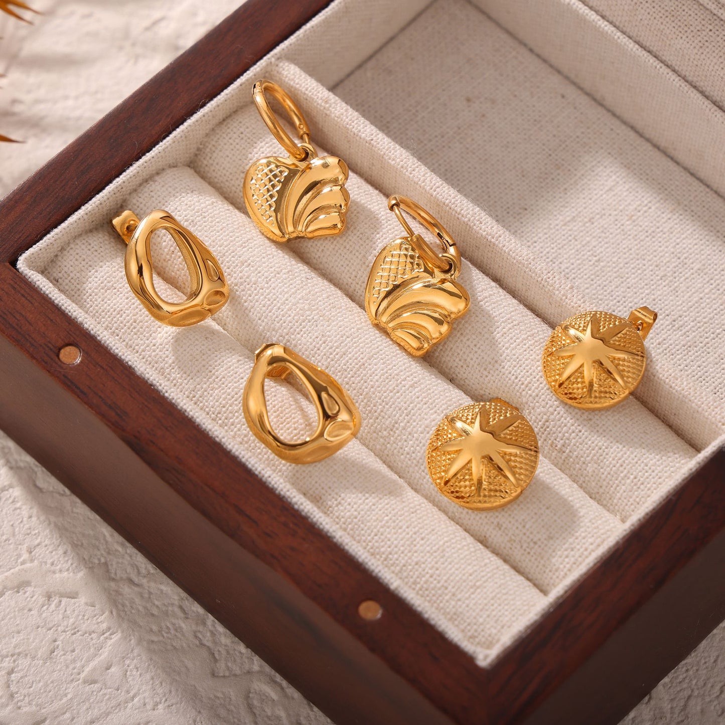 Golden Geometric Earrings: Stylish Titanium Steel Jewelry for Women