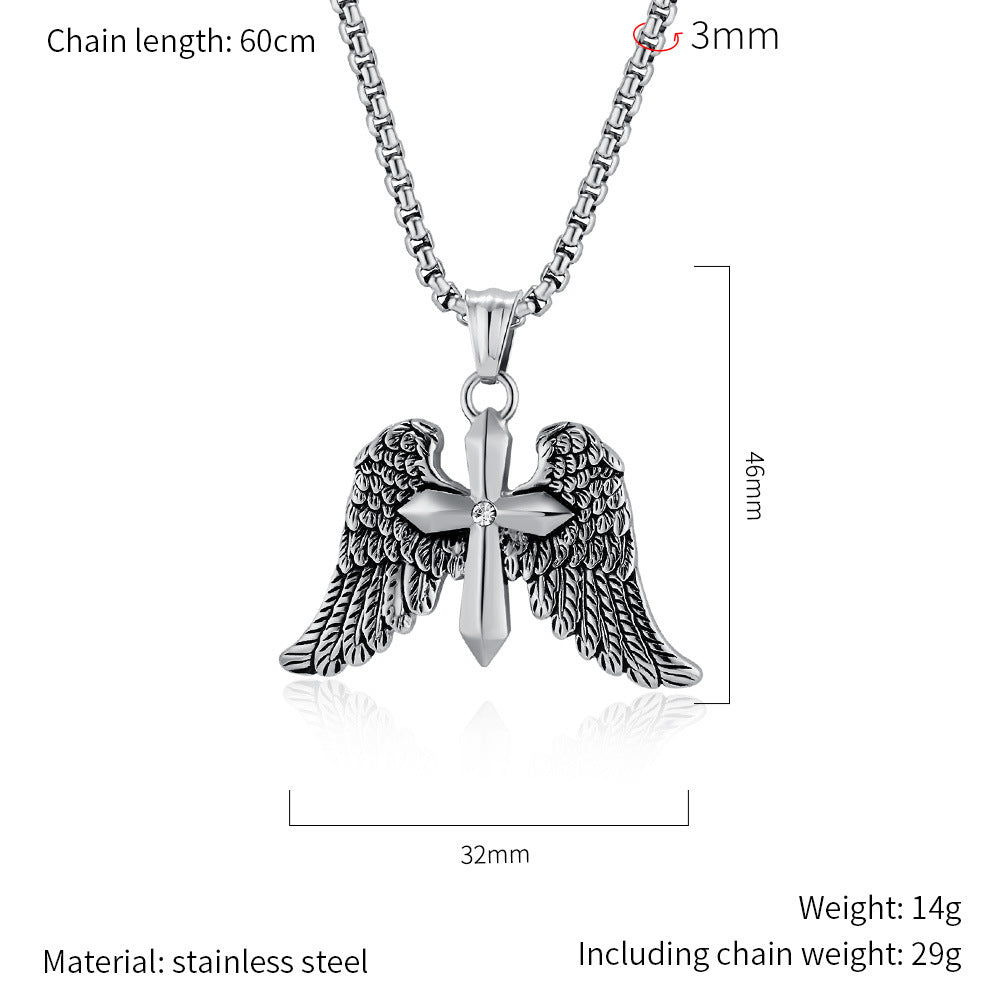 Steel Necklace - Vintage Archangel Wings