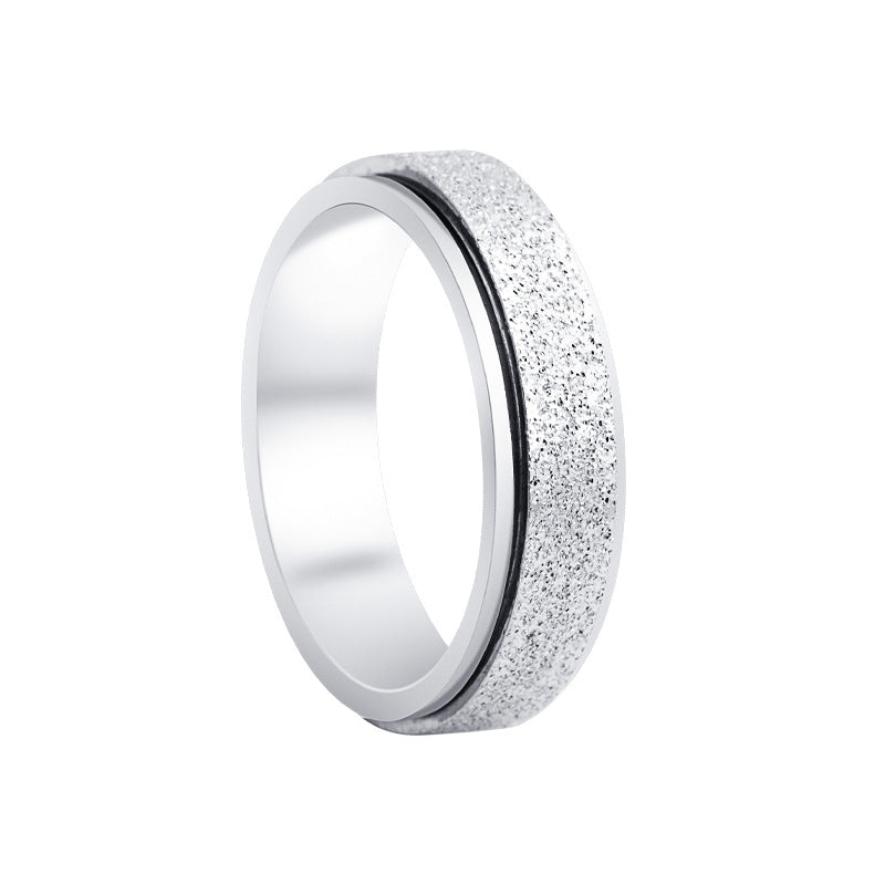 Planderful 6MM Colorful Rose Gold Rotating Ring Titanium Steel Matte Decompression Jewelry For Unisex