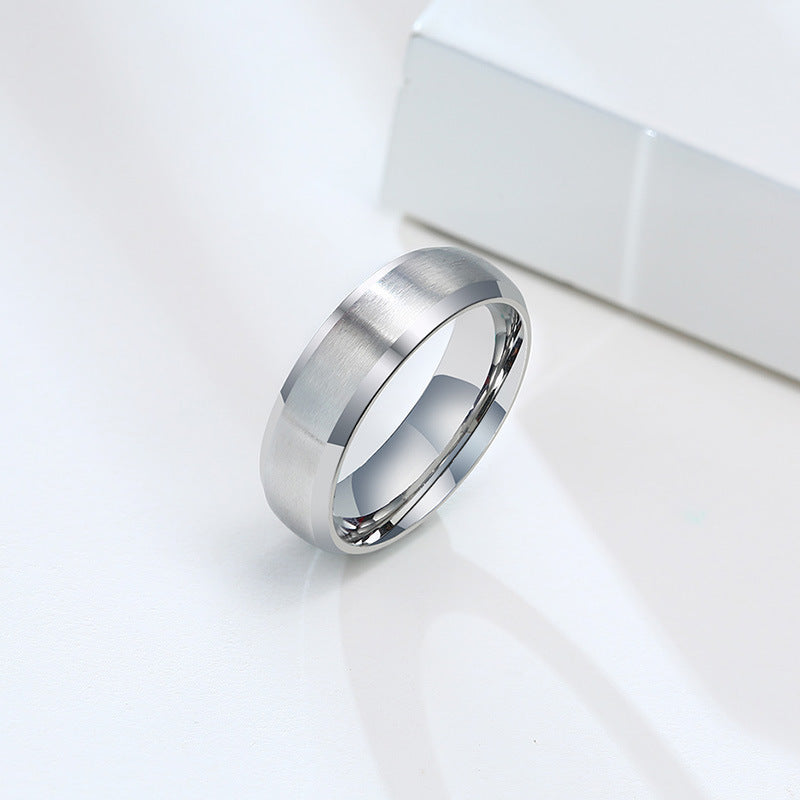 Glossy Ring 6mm Blue Gold Black Titanium Steel Ring Wholesale