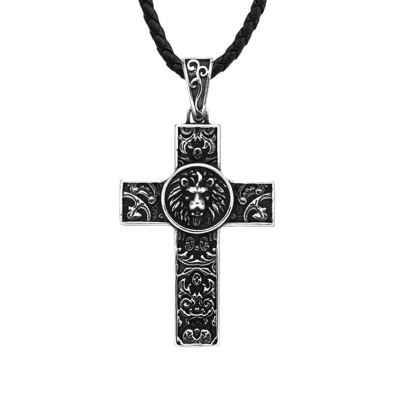 Retro Lion Head Pendant in Titanium Steel for Men - European and American Style Accessories