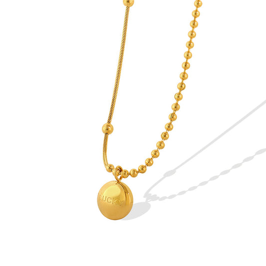 Luxe Golden Bean Necklace with Snake Chain - Everyday Genie Series